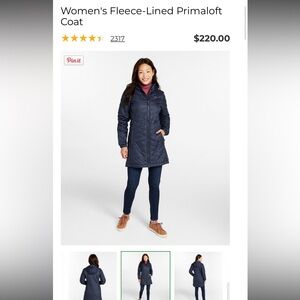 LL Bean Women's fleece-lined primaloft coat